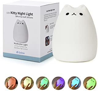 GoLine Baby Night Light, Nightlights for Children, Nursery Lamp, Night Light for Kids/Girls/Boys, Cute Kitty Baby Lamp, Soft Silicone Cat Toddler Night Light,Baby Girl Gifts,Birthday Gifts for Girls.
