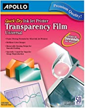 Apollo Transparency Film for Inkjet Printers, Universal, Quick Dry, 50 Sheets/Pack (VCG7033S)