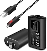 Xbox One Controller Battery Pack Xbox One Play and Charge Kit (2Pcs X 1600mAh Rechargeable Battery with 10FT USB Charging Cable) for Microsoft Xbox One Xbox One X Xbox One S Wireless Controller
