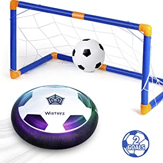 Kids Toys Hover Soccer Ball Set with 2 Goals, Air Soccer with Led Light, Excellent Time Killer for Boys/Girls, Hovering Soccer Ball with Foam Bumper for Indoor Games, an Inflatable Ball Included