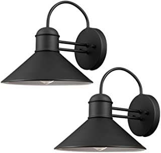 Globe Electric 44165 Sebastien 1-Light Outdoor Wall Sconce, 2-Pack, Black Finish