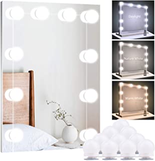 Upgraded Hollywood Style Vanity Mirror Lights Kit, 10 Dimmable LED Bulbs with 3 Color Modes, Best for Makeup Dressing Table Bathroom Dressing Room, Power Supply Plug in Lightings (Mirror Not Include)