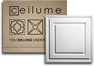 Ceilume 12 pc Stratford Ultra-Thin Feather-Light 2x2 Lay in Ceiling Tiles - for Use in 1