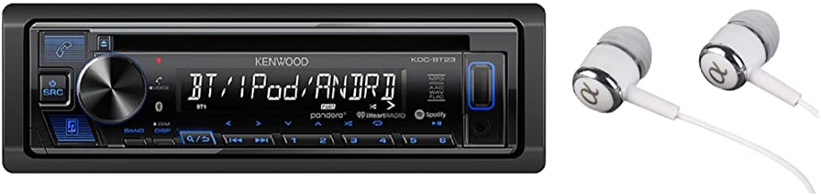 Kenwood KDC-BT23 Single DIN Bluetooth CD/AM/FM USB Auxiliary Input Car Stereo Receiver w/ Dual Phone Connection, Pandora/Spotify/iHeartRadio, Apple iPhone and Android Control