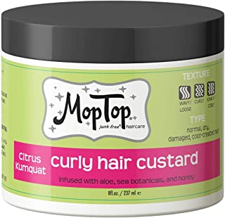 MopTop Curly Hair Custard Gel for Fine, Thick, Wavy, Curly & Kinky-Coily Natural hair, Anti Frizz Curl Moisturizer, Definer & Lightweight Curl Activator w/Aloe, great for Dry Hair. (8oz)
