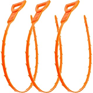 Vastar 19.6 Snake Hair Drain Clog Remover Cleaning Tool, 19.6 Inch, Orange, 3 Pack