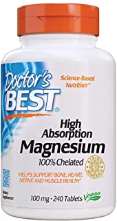 Doctor's Best High Absorption Magnesium Glycinate Lysinate, 100% Chelated, TRACCS, Not Buffered, Headaches, Sleep, Energy, Leg Cramps, Non-GMO, Vegan, Gluten Free, Soy Free, 100 mg, 240 Tablets