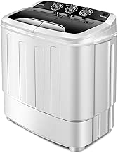 Giantex Portable Compact 13 Lbs Mini Twin Tub Washing Machine Washer Spin Dryer (Black&White)