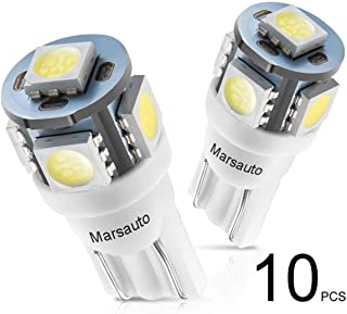 Marsauto 194 LED Light Bulb 6000K 168 T10 2825 5SMD LED Replacement Bulbs for Car Dome Map Door Courtesy License Plate Lights (Pack of 10)
