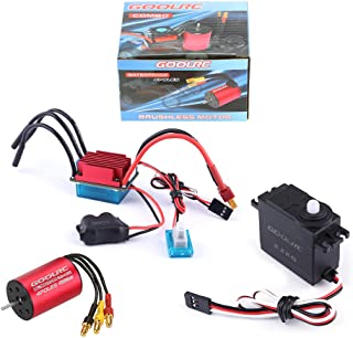 GoolRC S2435 4500KV Brushless Motor S-25A ESC with 2.2kg Metal Gear Servo Upgrade Brushless Combo Set for 1/16 1/18 RC Car Truck