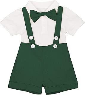 Baby Boys Formal Suit Set Short Sleeve Romper Suspenders Shorts Pants Bowtie Wedding Tuxedo Outfits Cake Smash Clothes