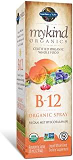Garden of Life B12 Vitamin - mykind Organic Whole Food B-12 for Metabolism and Energy, Raspberry, 2oz Liquid