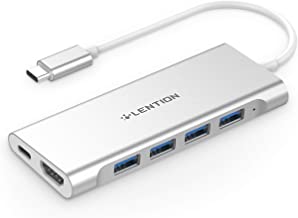 LENTION USB-C Multi-Port Hub with 4K HDMI Output, 4 USB 3.0, Type C Charging Adapter Compatible MacBook Pro 13/15 (Thunderbolt 3 Port), MacBook Air 2018 2019, Chromebook, Surface Go, More (Silver)