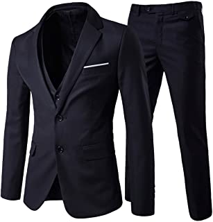 Men's 3-Piece 2 Buttons Slim Fit Solid Color Jacket Smart Wedding Formal Suit