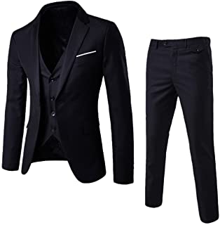Men's 3 Pieces Suit Elegant Solid One Button Slim Fit Single Breasted Party Blazer Vest Pants Set