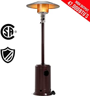 FDW Patio Tall Hammered Finish Garden Outdoor Heater Propane Standing LP Gas Steel w/Accessories, Bronze
