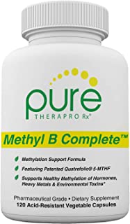 Methyl B Complete - 120 Vegetable Capsules | Optimal Methylation Support Supplement with Quatrefolic 5-MTHF (Active folate), Methylcobalamin (Active B12), B2, B6, and TMG | Pharmaceutical Grade