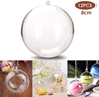 StillCool Clear Ornaments Plastic Fillable Ball for Christmas Ornament Baubles - Pack of 12 (80mm - Carton Packaging)