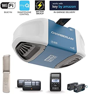 Chamberlain Group Chamberlain B970 Smartphone-Controlled Ultra-Quiet & Strong Belt Drive Garage Door Opener with Battery Backup and MAX Lifting Power, Blue