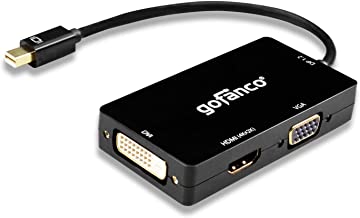 gofanco Mini DisplayPort 1.2 to VGA/DVI/HDMI Display 4Kx2K mDP 3 in 1 Monitor Adapter - Thunderbolt 2 Compatible, Gold Plated, for MacBooks, Surface Tablets, Chromebook Pixel and Mini DP Laptops