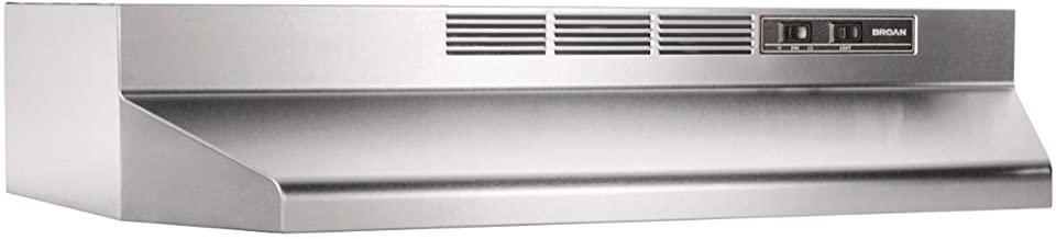 Broan 413004 Stainless Steel Ductless Range Hood Insert with Light, Exhaust Fan, Under Cabinet, 30-Inches