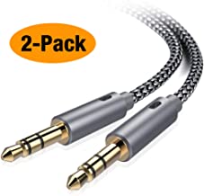 Oldboytech AUX Cable,[2-Pack,4ft,Hi-Fi Sound] 3.5mm Auxiliary Audio Cable Nylon Braided Male to Male AUX Cord Compatible Car/Home Stereos,Speaker,iPhone iPod iPad,Headphones,Sony Beats,Echo Dot (Grey)