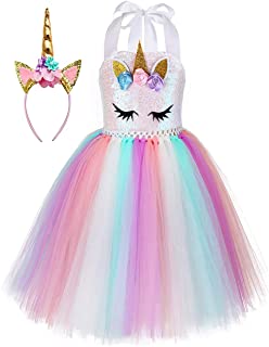Unicorn Costume for Girls Dress Up Clothes for Little Girls Rainbow Unicorn Tutu with Headband Birthday Gift