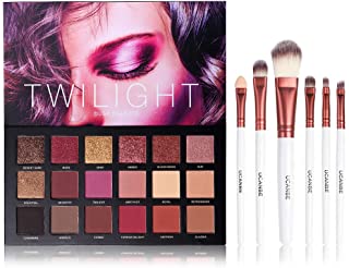 UCANBE 18 Color Eyeshadow Palette + 6pcs Multifunction Makeup Brushes Set Kit, Highly Pigmented Matte Shimmer Blending Eye Shadow Powder Pallet