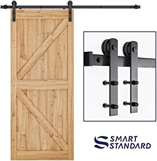 SMARTSTANDARD 6.6ft Heavy Duty Sturdy Sliding Barn Door Hardware Kit -Smoothly and Quietly -Easy to install -Includes Step-By-Step Installation Instruction Fit 36