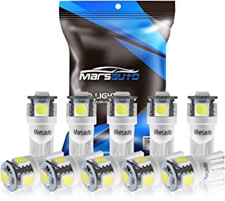 Marsauto 194 LED Light Bulb 6000K 168 T10 2825 5SMD LED Replacement Bulbs for Car Dome Map Door Courtesy License Plate Lights (Pack of 10)