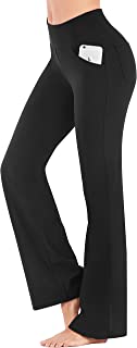 Bootcut Yoga Pants with Pockets for Women High Waist Workout Bootleg Pants Tummy Control, 4 Pockets Work Pants for Women