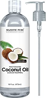 Majestic Pure Fractionated Coconut Oil, For Aromatherapy Relaxing Massage, Carrier Oil for Diluting Essential Oils, Hair & Skin Care Benefits, Moisturizer & Softener - 16 Ounces