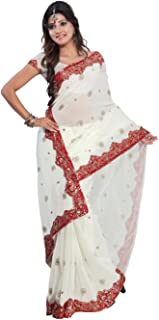 Indian Trendy Women's Bollywood Sequin Embroidered Sari Festival Saree Unstitched Blouse Piece Costume Boho Party Wear