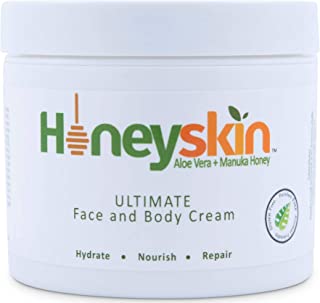 Face and Body Cream Moisturizer - Nourishing Aloe Vera - Manuka Honey for Rosacea Eczema Psoriasis Rashes Itchiness Redness - Natural Organic Cracked Skin Relief - Anti Aging - Anti Wrinkle (4 oz)