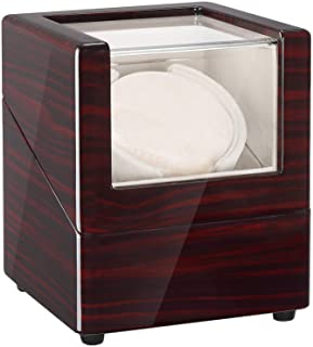 [Upgrades]CHIYODA Single Wooden Watch Winder with Quiet Motor, Battery Powered or AC Adapter-12 Rotation Modes