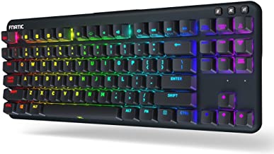 Fnatic miniSTREAK - LED Backlit RGB Mechanical Gaming Keyboard - Cherry MX Silent Red Switches - Small Compact Portable Tenkeyless Layout - Ergonomic Wrist Rest - Pro Esports Gaming Keyboard