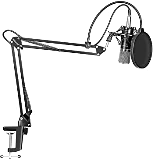 Neewer NW-700 Professional Studio Broadcasting Recording Condenser Microphone & NW-35 Adjustable Recording Microphone Suspension Scissor Arm Stand with Shock Mount and Mounting Clamp Kit