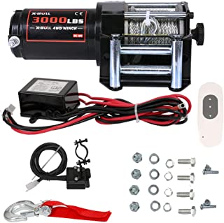 X-BULL 12V 3000LBS/1360kg Electric ATV Winch 2 Remote Wireles Control Steel Cable Boat ATV Kit