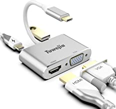 USB C to HDMI VGA Adapter 4-in-1 Tuwejia Type-c Hub with USB 3.0 Charging Power PD Port Compatible for MacBook Pro/iPad Pro 2018/ Samsung Galaxy/Dell XPS