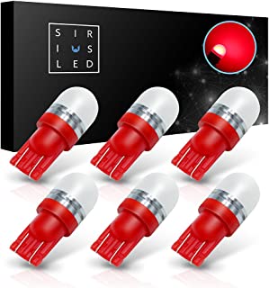 SiriusLED Super Bright 1W 360 Degree LED Bulbs for Interior Car Light Instrument Panel License Plate Dome Map T10 168 194 2825 Red Pack of 6