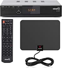 ViewTV AT-163 ATSC Digital TV Converter Box Bundle with ViewTV 50 Mile Amplified Flat HD Digital Indoor TV Antenna w/ Recording PVR Function / HDMI Out / Coaxial Out / Composite Out / USB Input