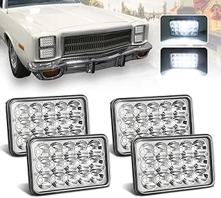 (4pcs) 4x6 inch LED Headlights Rectangular Replacement H4651 H4652 H4656 H4666 H6545 for Peterbil Kenworth Freightinger Ford Probe Chevrolet Oldsmobile Cutlass