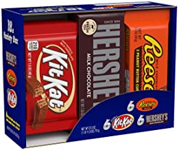 HERSHEY'S Halloween Chocolate Candy Bar Assorted Variety Box (HERSHEY'S Milk Chocolate, KIT KAT, REESE'S Cups), Full Size, 18 Count Gift
