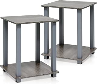 Furinno Simplistic End Table, French Oak Grey/Grey