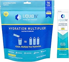 Liquid I.V. Hydration Multiplier, Electrolyte Powder, Easy Open Packets, Supplement Drink Mix (Lemon Lime, 16 Count)