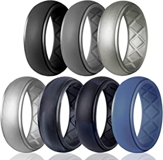 Silicone Wedding Ring for Men, Particularly Breathable Mens' Rubber Wedding Bands, Size 8 9 10 11 12 13, for Athletes Crossfit Workout