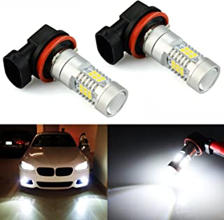 JDM ASTAR 2520 Lumens Extremely Bright PX Chips H11 LED Fog Light Bulbs with Projector for DRL or Fog Lights, Xenon White