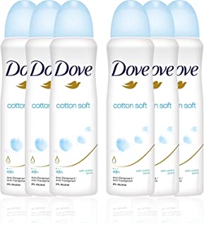Dove Cotton Soft Antiperspirant Spray, International Version, 150ml (Pack of 6)