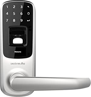 Ultraloq UL3 BT Bluetooth Enabled Fingerprint and Touchscreen Smart Lock (Satin Nickel) | 5-in-1 Keyless Entry | Secure Finger ID | Anti-peep Code | Works with iOS and Android | Match Home Aesthetics