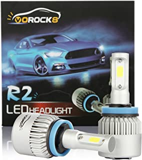 VoRock8 R2 COB H11 H8 H9 H16 8000 Lumens Led Headlight Conversion Kit, Low Beam Headlamp, Fog Driving Light, Halogen Head Light Replacement, 6500K Xenon White, 1 Pair